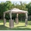 B&M Luxury Steel Framed Gazebo 2.5m - Taupe