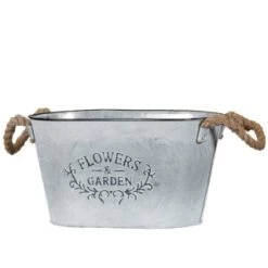 B&M Galvanised Oval Planter