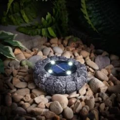 Stone Effect Ground Solar Light - Dark Grey