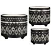 B&M Urban Eden Embossed Footed Planters 3pk - Black