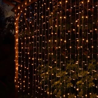 Solar Powered LED Curtain 180cm - 266 Warm White Lights