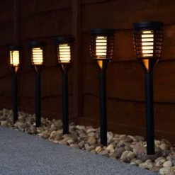 Morocco Solar Powered Post Lights - Flame Effect 5pk