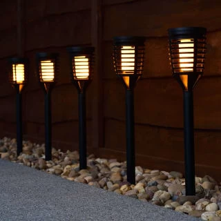 Morocco Solar Powered Post Lights - Flame Effect 5pk