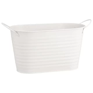 B&M Ribbed Matt Tin Trough With Handles - Cream