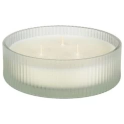 B&M Frosted 3 Wick Candle - White