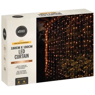 Solar Powered LED Curtain 180cm - 266 Warm White Lights - Image 2