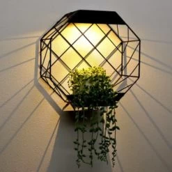 Solar Powered Geo Metal Shelf Wall Planter