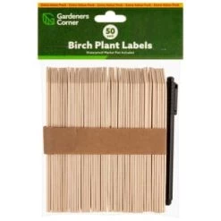 Birch Plant Markers With Waterproof Marker Pen 50pk