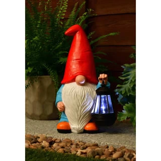 B&M Garden Gonk Ornament With Solar Lantern - Red - Image 2