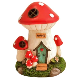 B&M Assorted Mushroom House Ornament With Glowing Solar Light - Image 3